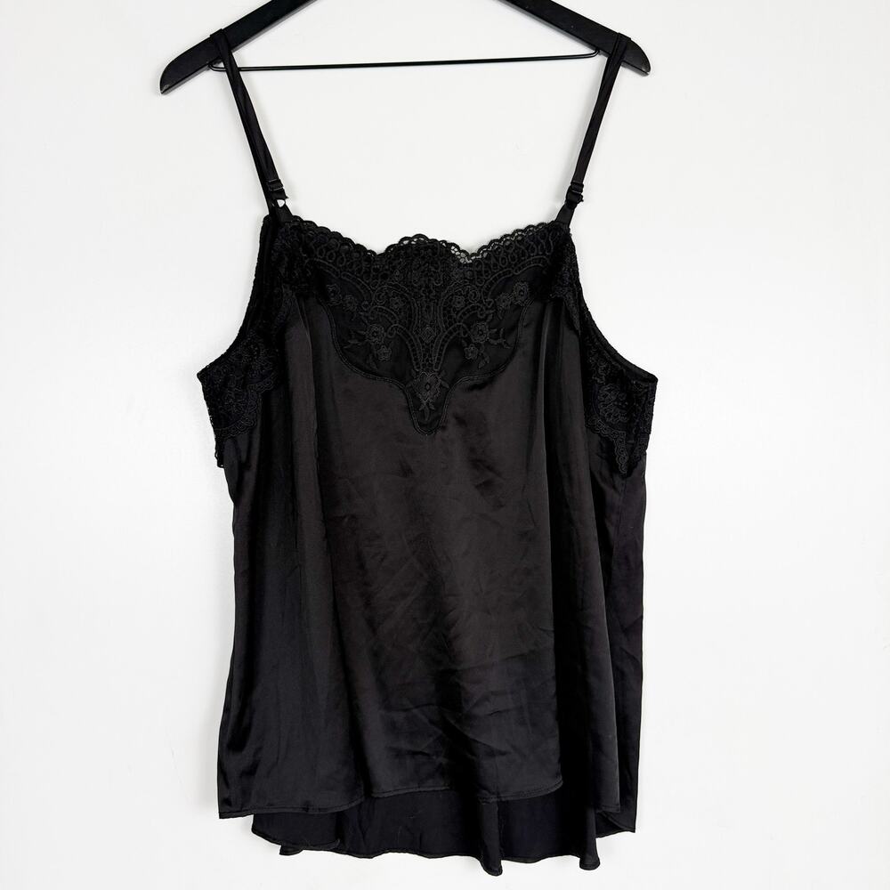 Torrid Black Lace Trim Satin Cami Tank Top Sophie - 2 2X - Picture 3 of 9